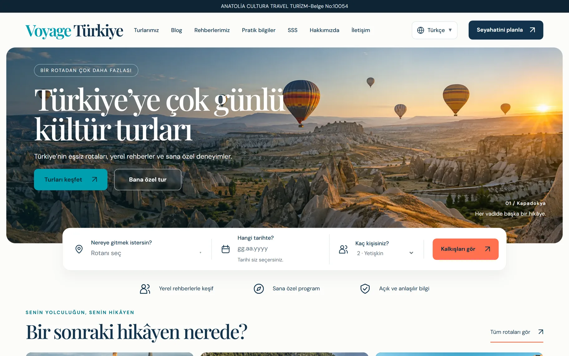Voyage Türkiye sitesinin masaüstü görünümü